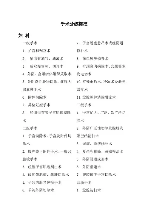 手术分级标准