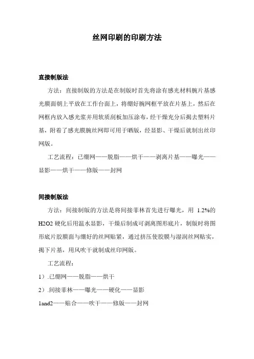 丝网印刷的印刷方法