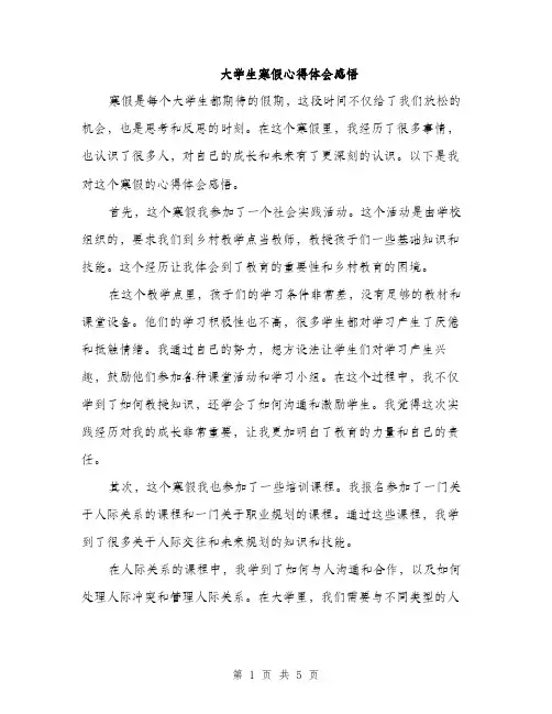 大学生寒假心得体会感悟（二篇）