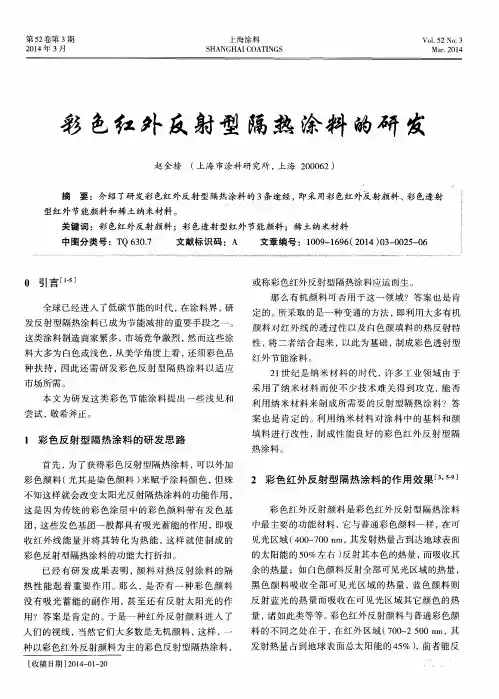 彩色红外反射型隔热涂料的研发
