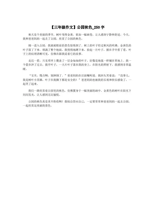 【三年级作文】公园秋色_250字