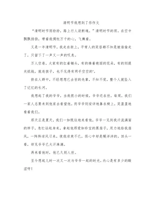 清明节我想到了你作文