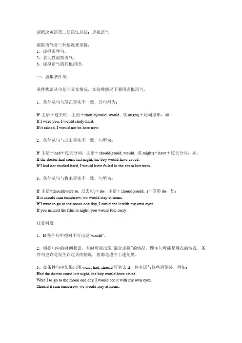 新概念英语第二册语法总结：虚拟语气