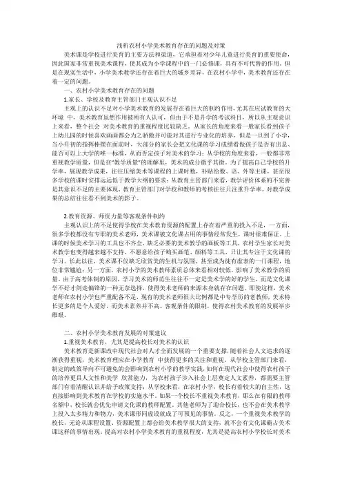 浅析农村小学美术教育存在的问题及对策