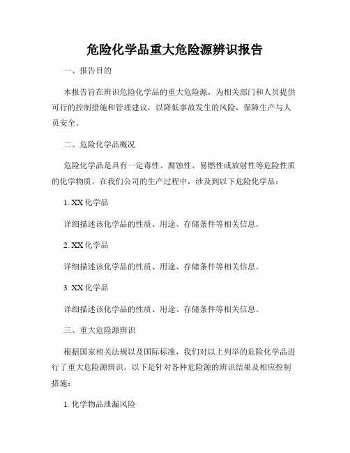 危险化学品重大危险源辨识报告