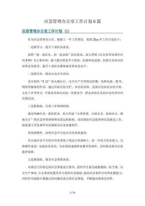 应急管理办公室工作计划6篇