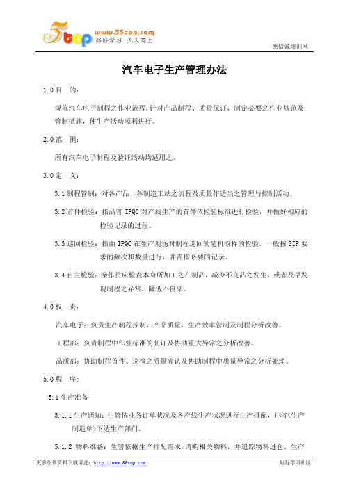 汽车电子生产管理办法