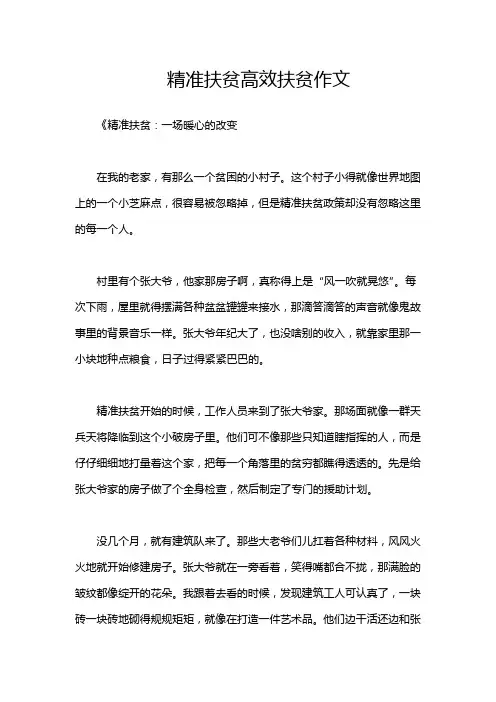 精准扶贫高效扶贫作文