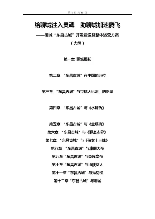 聊城“东昌古城”开发建设及整体运营方案(大纲)_毕业论文
