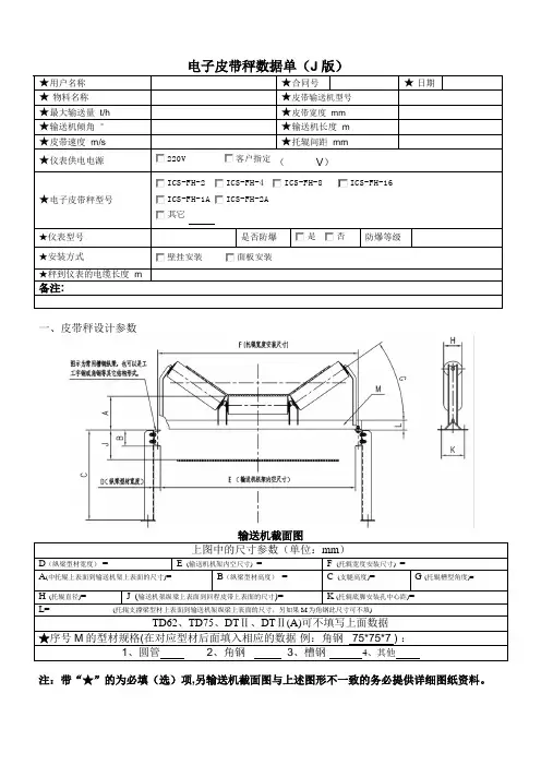 电子皮带秤数据单J版