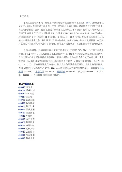 上市公司行业分类细分
