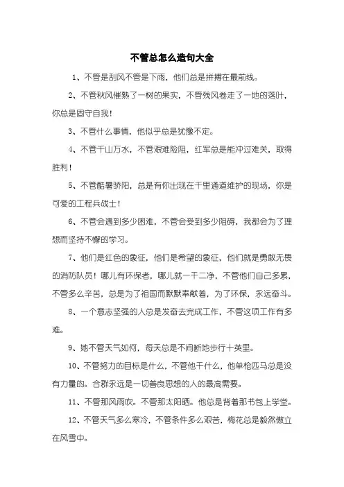 不管总怎么造句大全