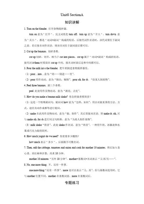 八年级上册英语期末高频考点专题突破(人教版)Unit8 SectionA