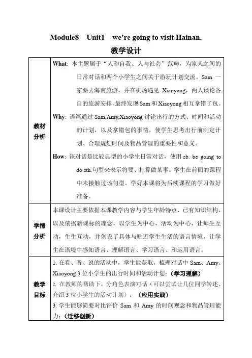 (四上M8U1) we’re going to visit Hainan
