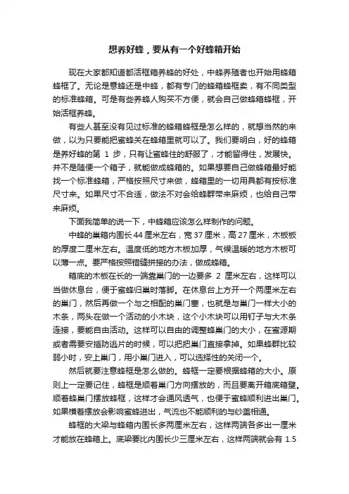 想养好蜂，要从有一个好蜂箱开始