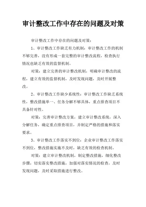 审计整改工作中存在的问题及对策