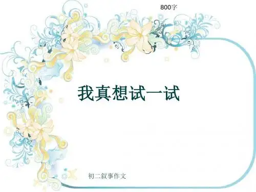 初二叙事作文《我真想试一试》800字(共9页PPT)