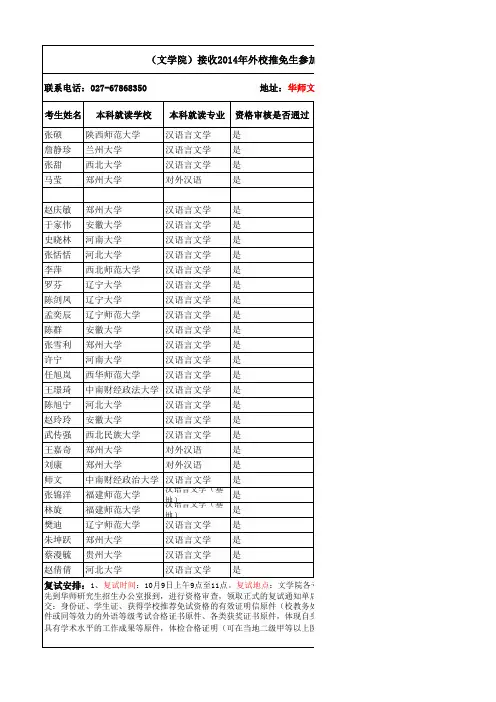 华中师范大学推免复试名单
