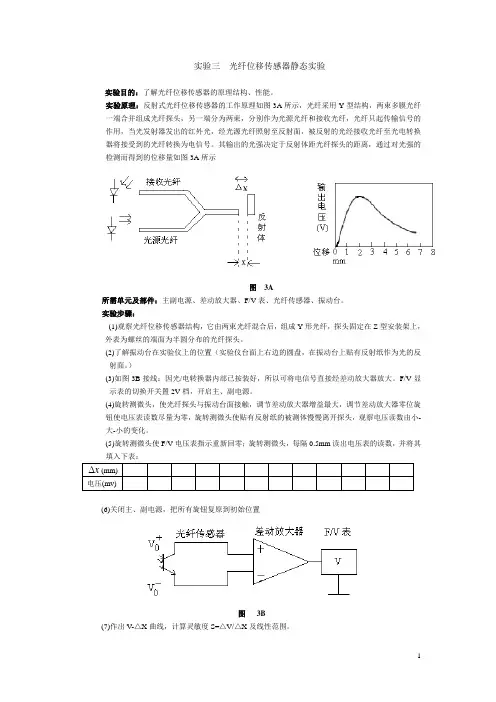 光纤位移传感器静态实验