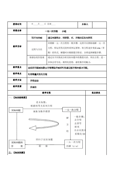 一元一次方程小结
