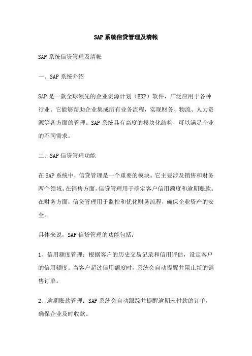 SAP系统信贷管理及清帐