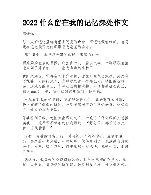 2022什么留在我的记忆深处作文