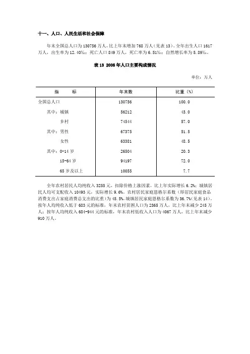 2005年人口主要构成情况