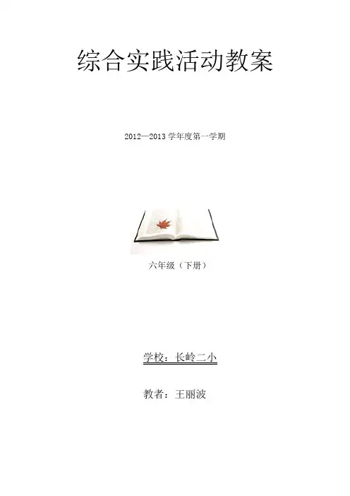 综合实践活动六年级下册教案