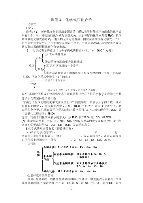 化学式与化合价知识点总结