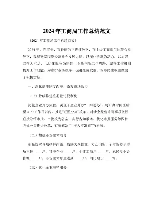 2024年工商局工作总结范文
