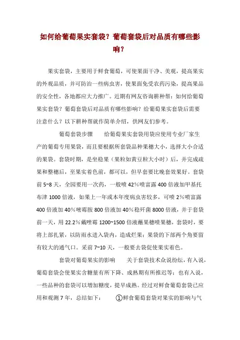 如何给葡萄果实套袋？葡萄套袋后对品质有哪些影响？ 
