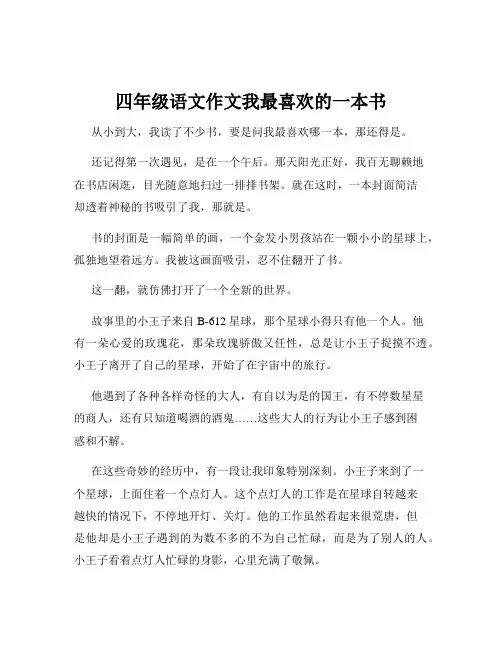 四年级语文作文我最喜欢的一本书