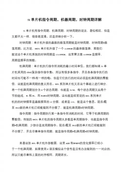 51单片机指令周期,机器周期,时钟周期详解
