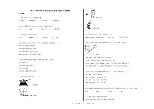 2019-2020学年河南驻马店九年级下化学月考试卷