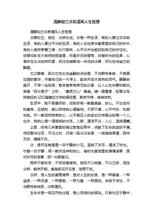 清静如兰淡若清风人生哲理