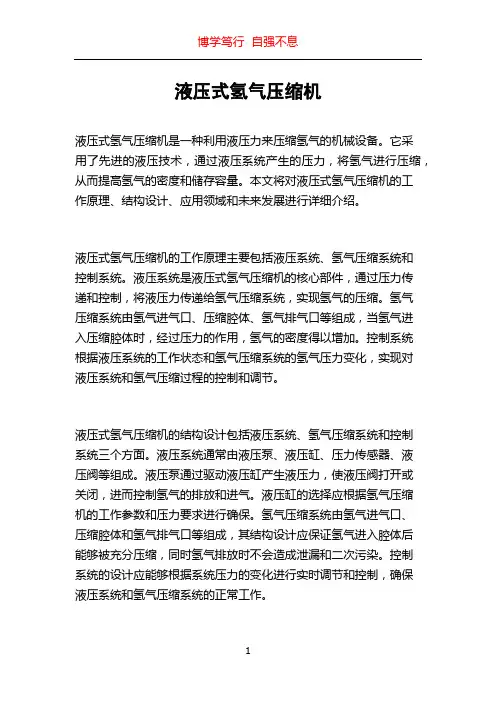 液压式氢气压缩机