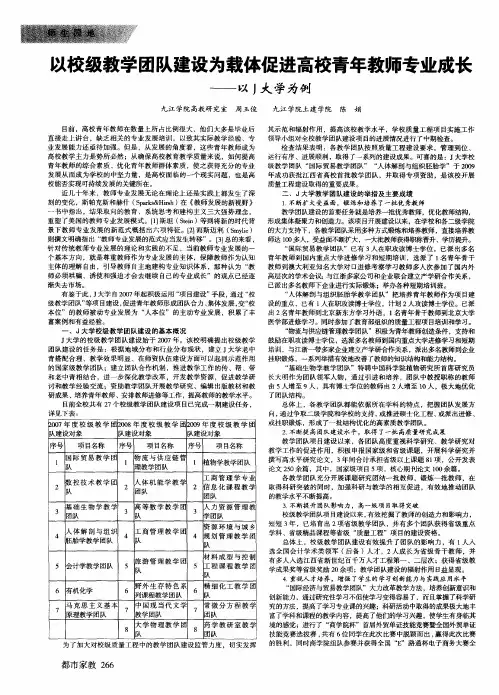 以校级教学团队建设为载体促进高校青年教师专业成长——以J大学为例