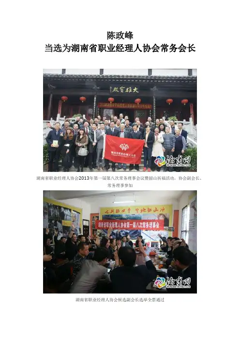 陈政峰当选为湖南省职业经理人协会常务会长