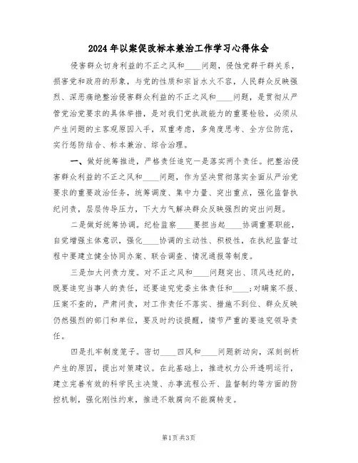 2024年以案促改标本兼治工作学习心得体会(2篇)