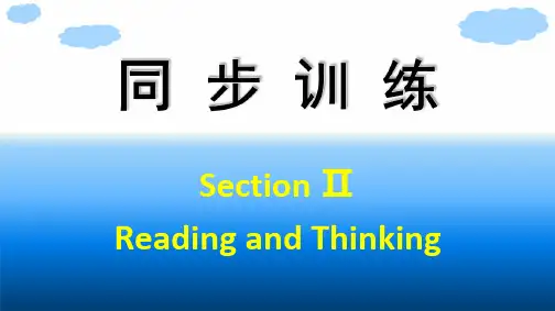 人教版高中英语同步训练必修第二册UNIT 1 CULTURAL HERITAGE Section Ⅱ