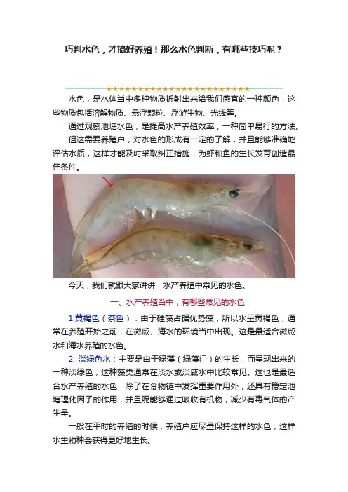 巧判水色，才搞好养殖！那么水色判断，有哪些技巧呢？
