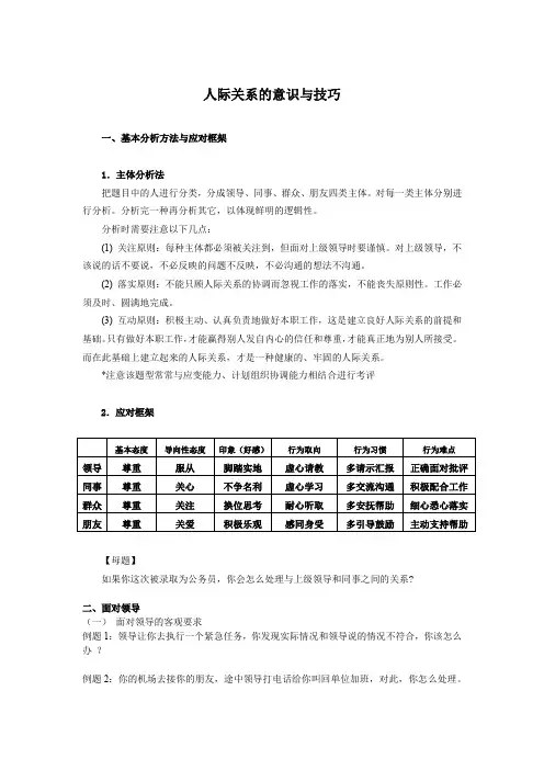 公务员面试之人际关系类题型(免费)