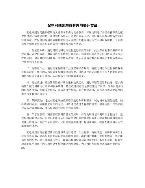 配电网规划精益管理与提升实践