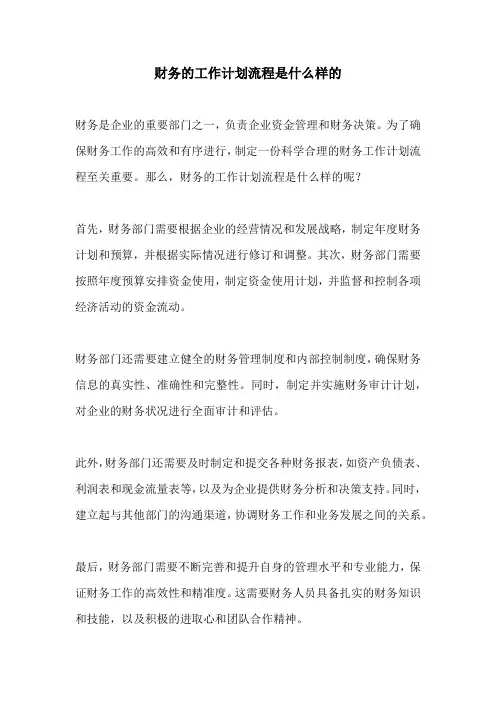 财务的工作计划流程是什么样的