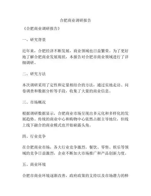 合肥商业调研报告