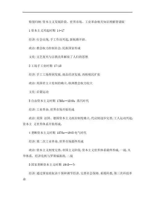 归纳：资本主义发展阶段概况.