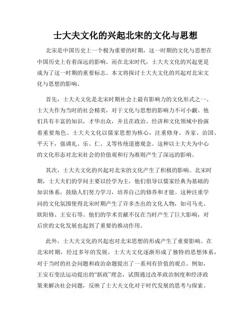 士大夫文化的兴起北宋的文化与思想
