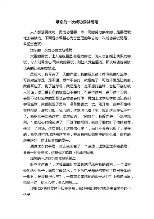难忘的一次成功尝试随笔