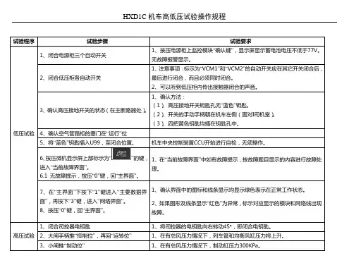 HXD1C机车高低压试验操作规程