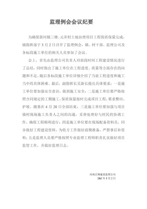 监理例会会议纪要